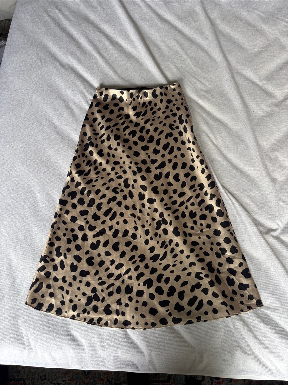 Aqua Beige and Black Leopard A-Line Skirt